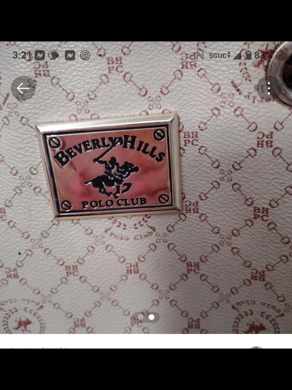 Beverly Hills Polo Club Cream Tote with Pink Logo Plaque